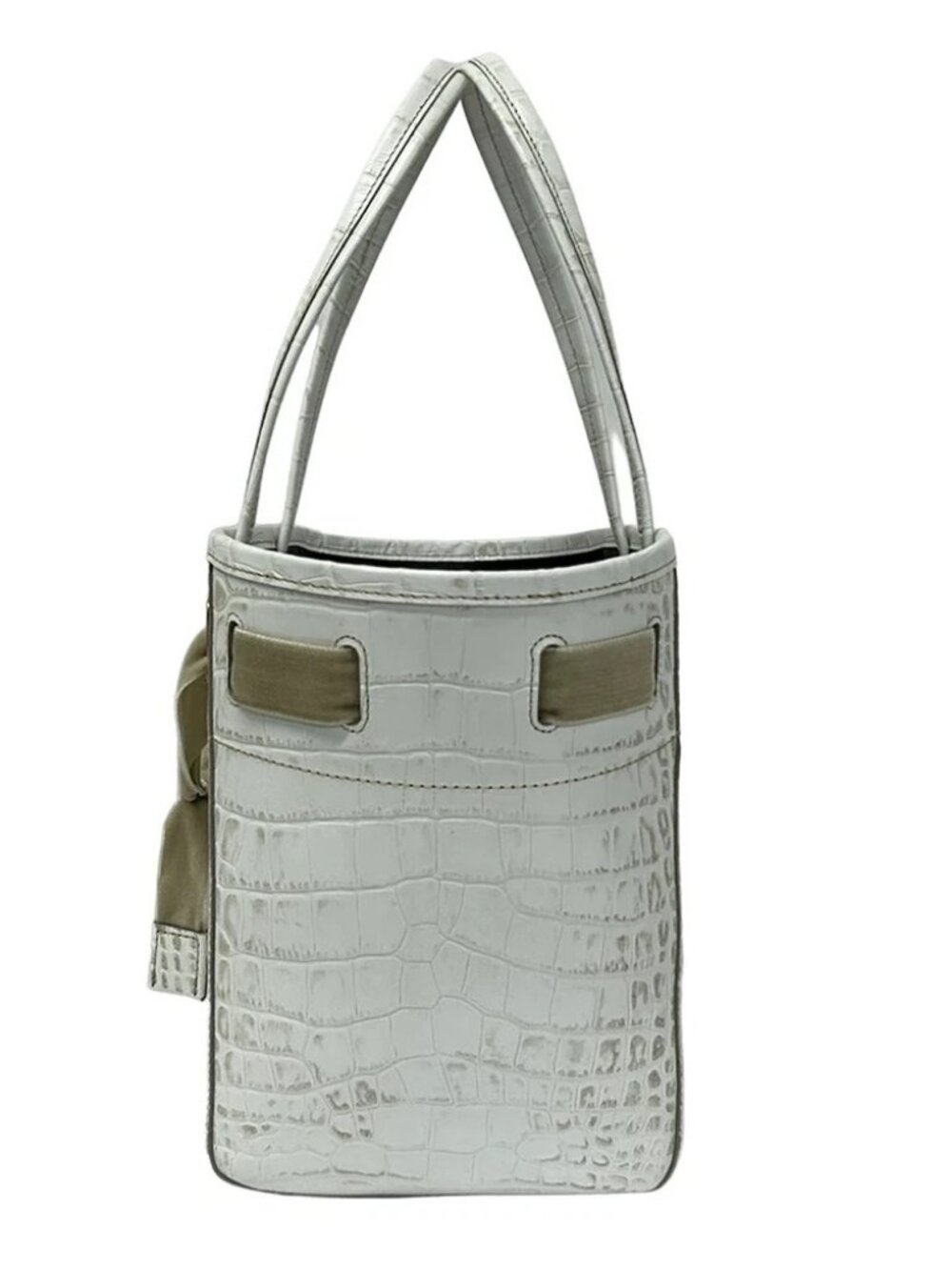 Accessoires De Mademoiselle (ADMJ) 20AW01012 White Beige Leather Tote Bag - Picture 2 of 11